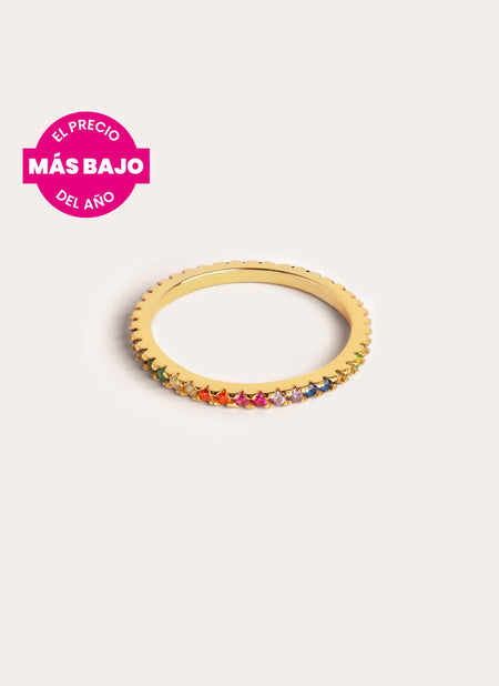 Anillo Cleo Colors Plata Baño Oro