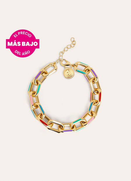 Pulsera Link Rainbow Enamel Baño Oro