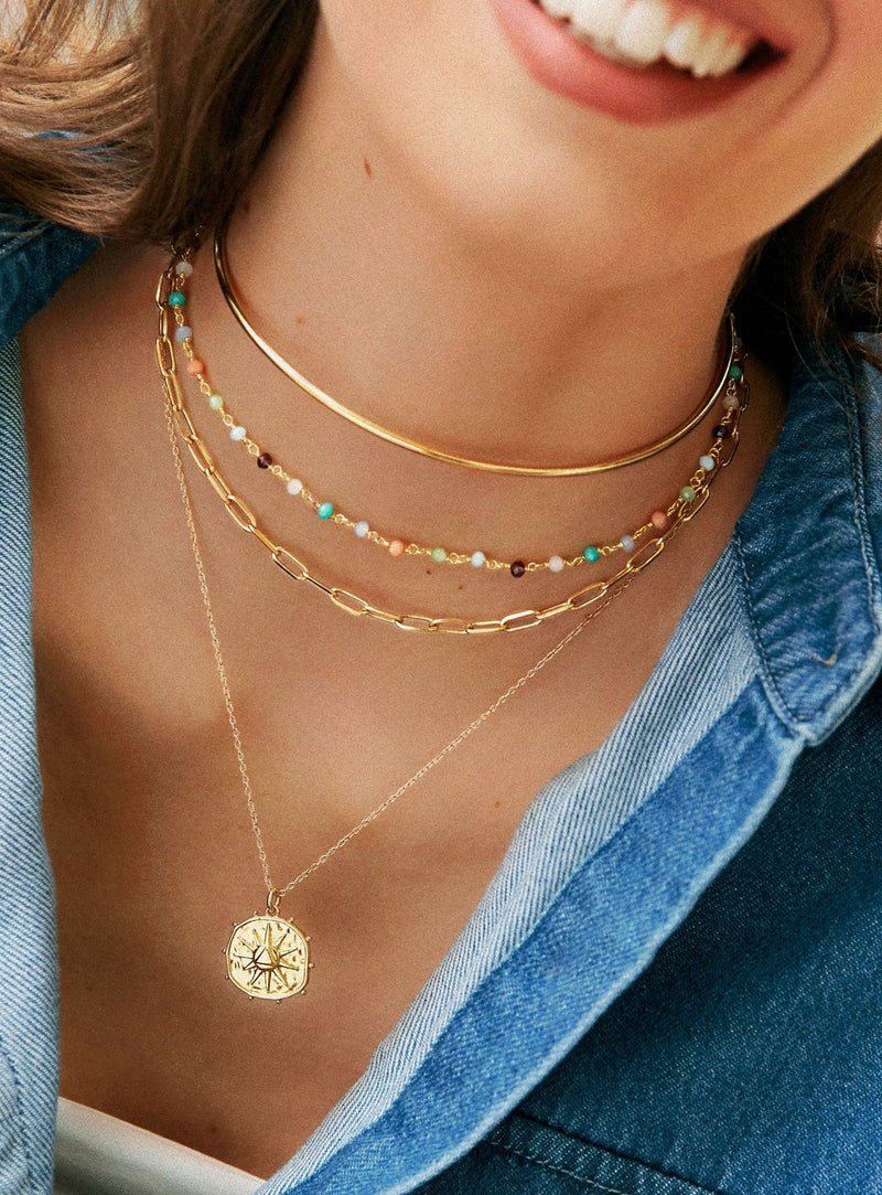 Ketting Crystals Colors Zilver Goud Verguld