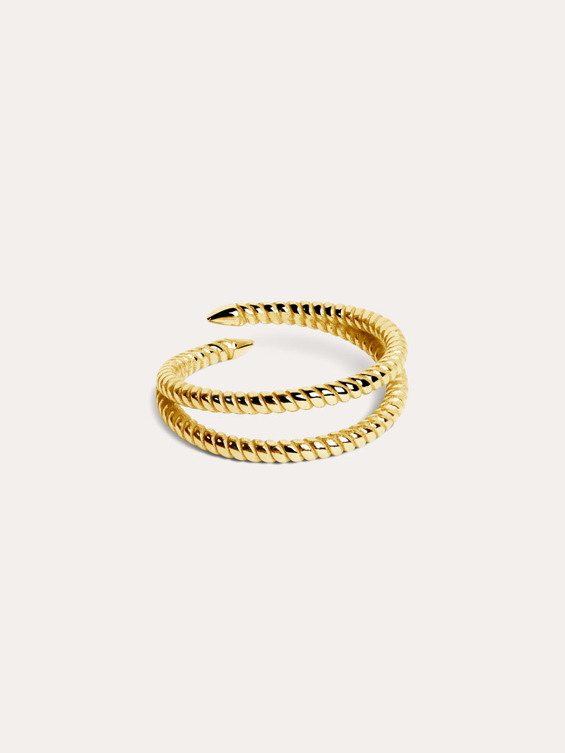 Twist Doppel Ring Silber, vergoldet