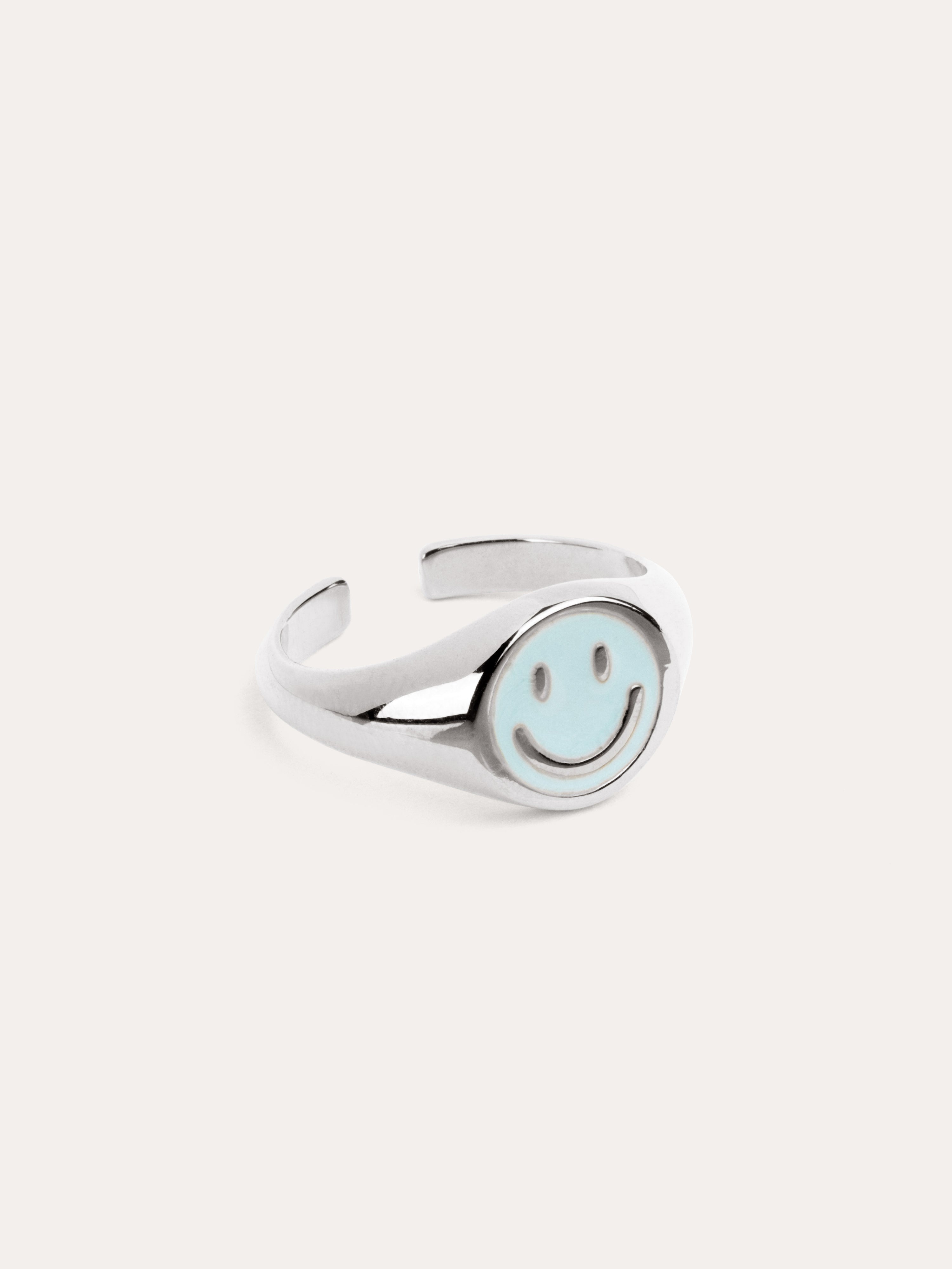 Anillo Smiley Sky Enamel Plata