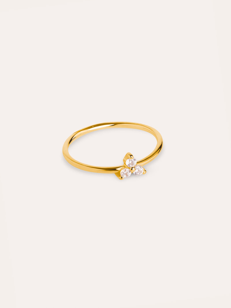 Kleeblatt-Ring Silber mit Goldbeschichtung