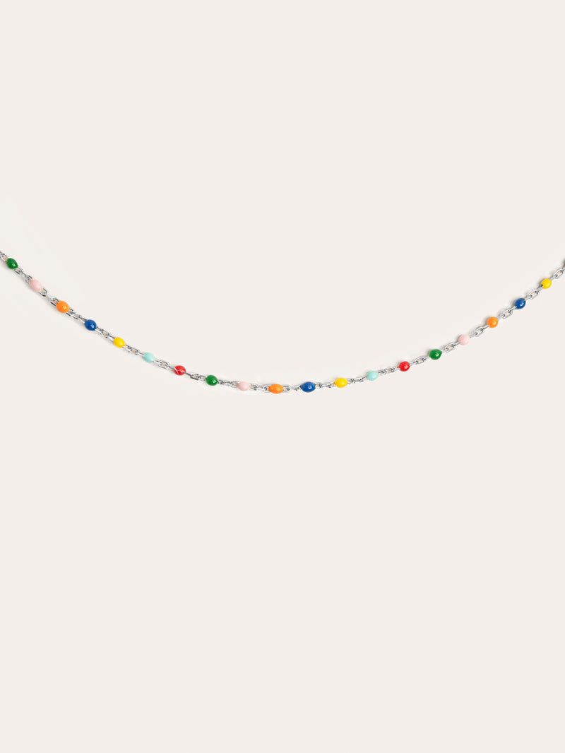 Dots Colors Enamel Halskette Silber