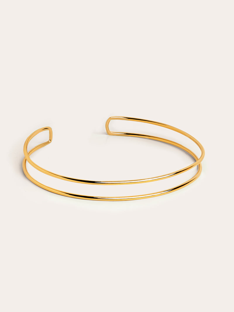 Double Ring Halsband, vergoldet