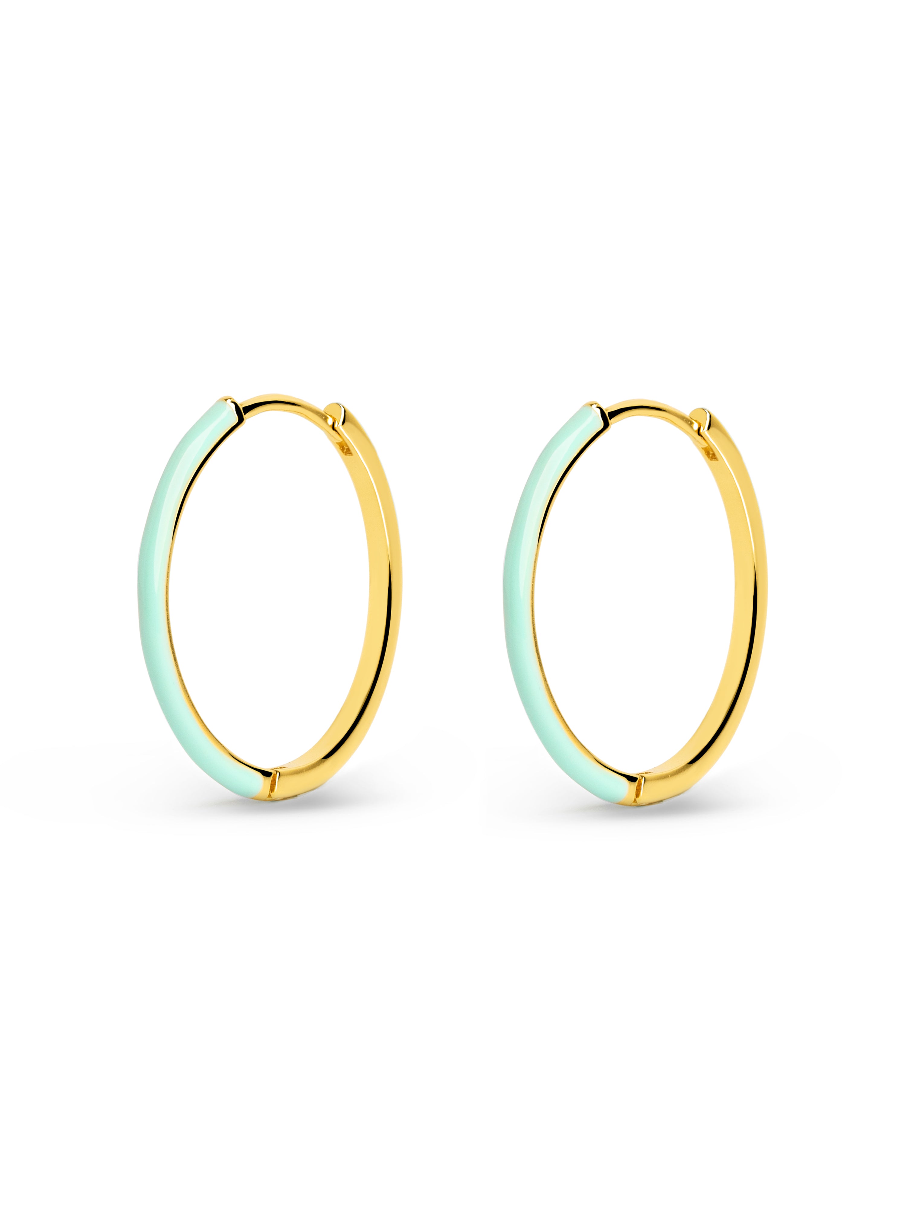 Sky Enamel L Gold Hoop Earrings