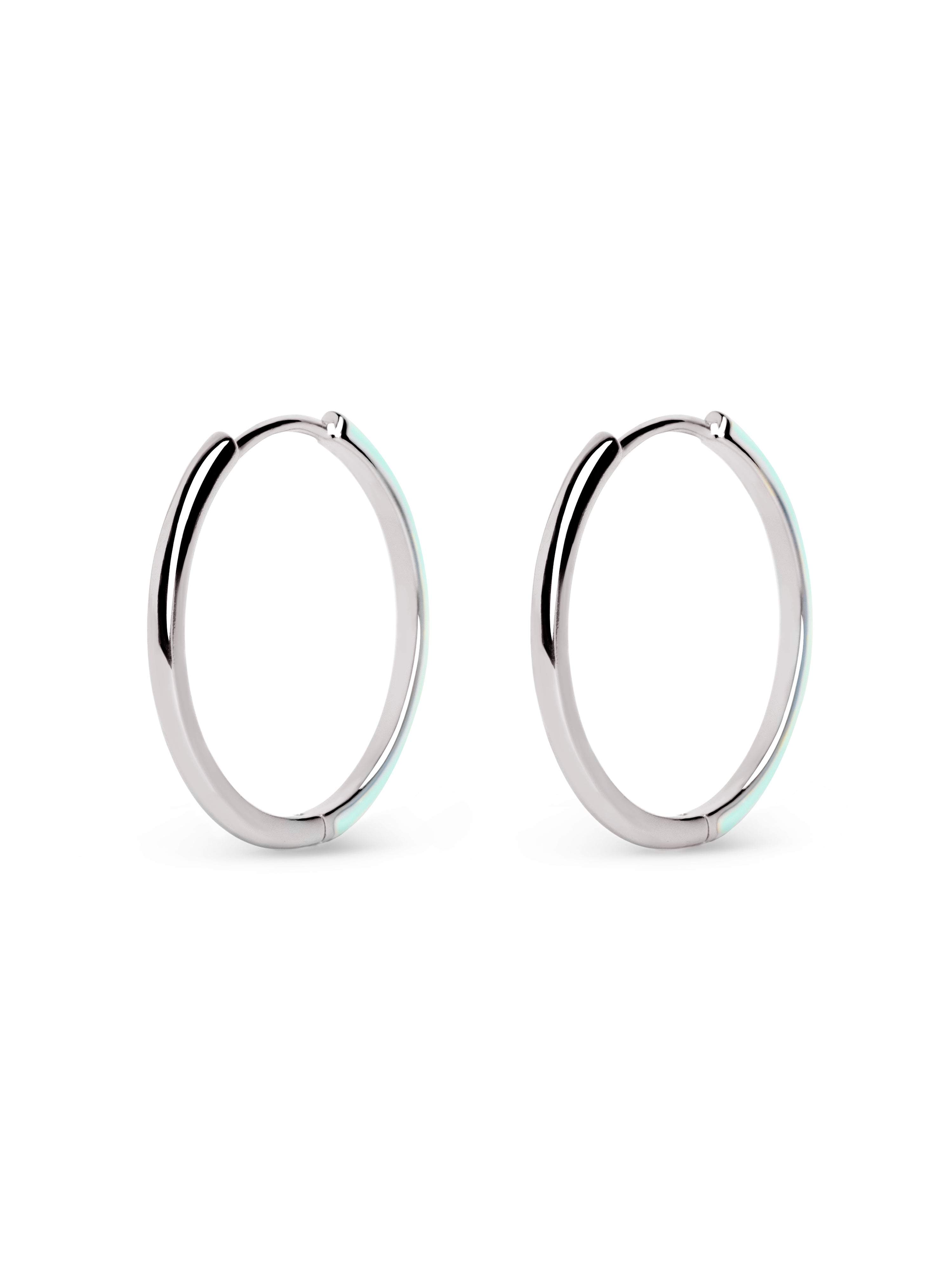 Sky L Enamel Hoop Earrings