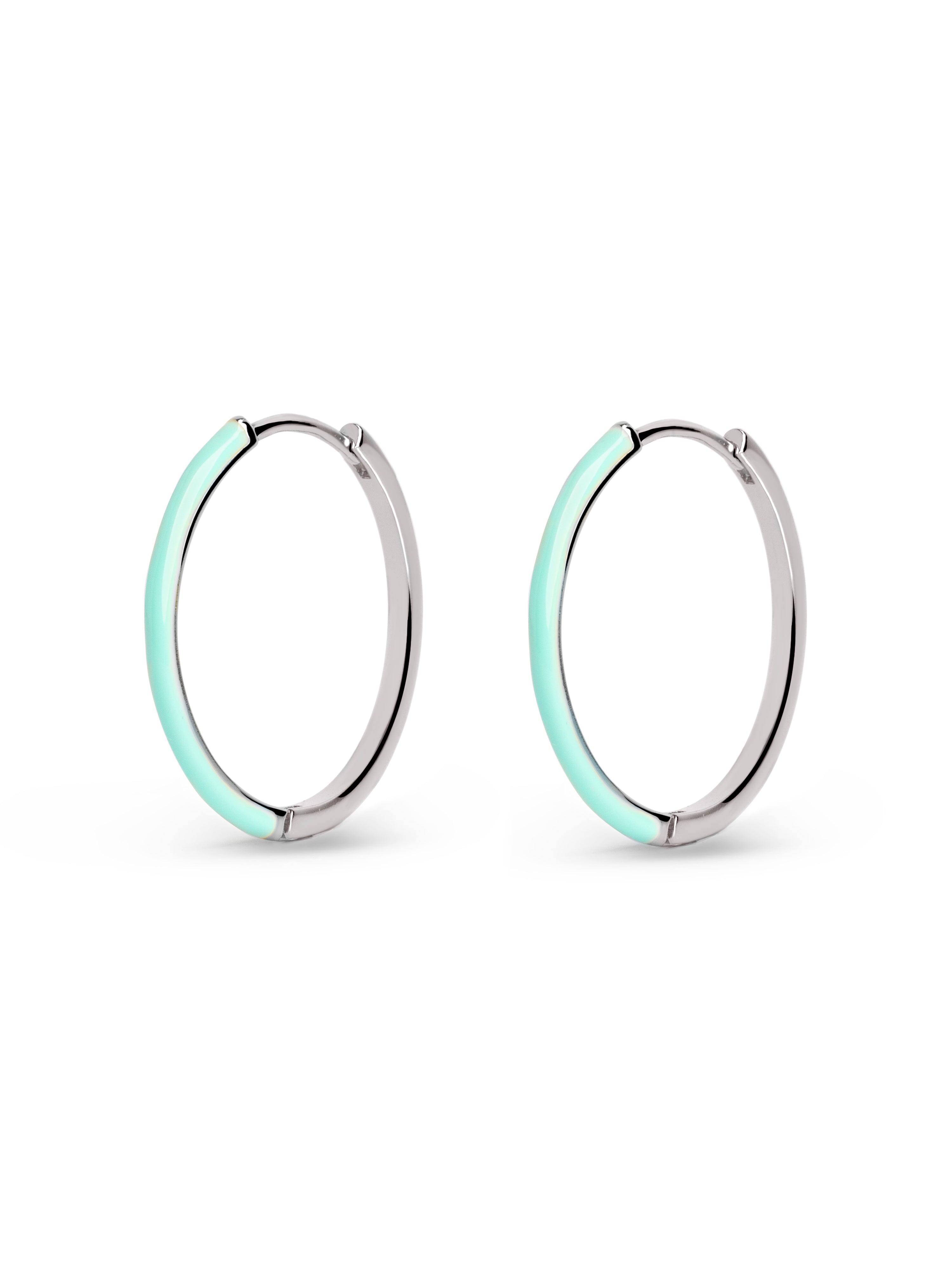 Sky L Enamel Hoop Earrings