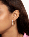 White Enamel L Gold Hoop Earrings