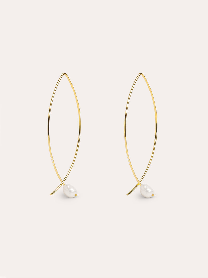 Arch Bean Pearl Ohrringe Silber, vergoldet