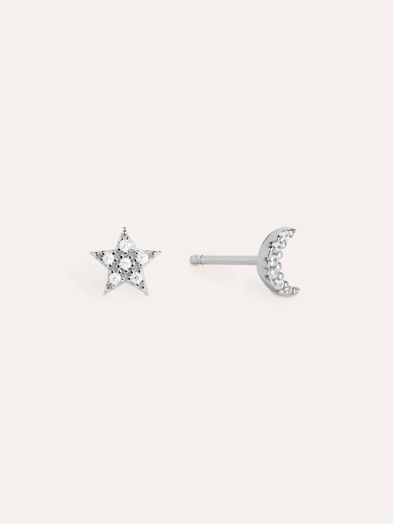 Moon & Star Ohrringe Silber