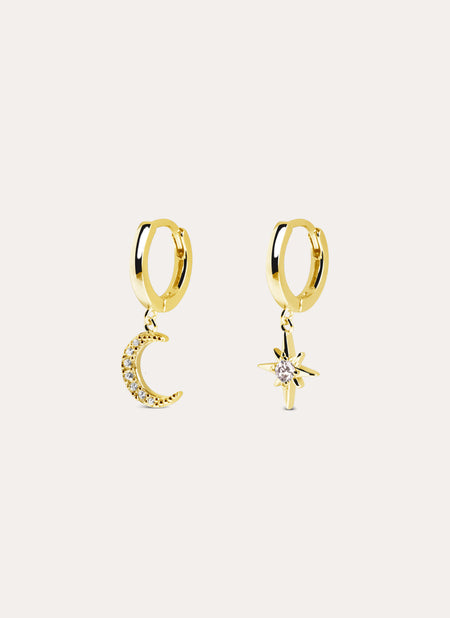 Polar Moon Spark Gold Earrings