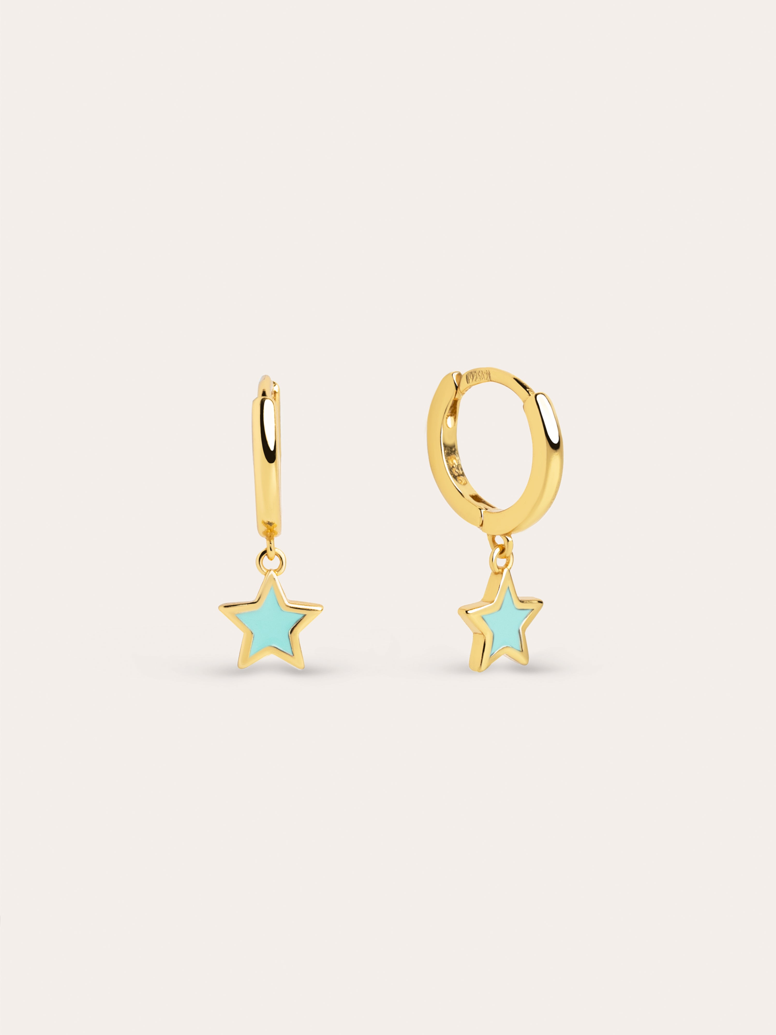 Pendientes Aro Star Sky Enamel Oro