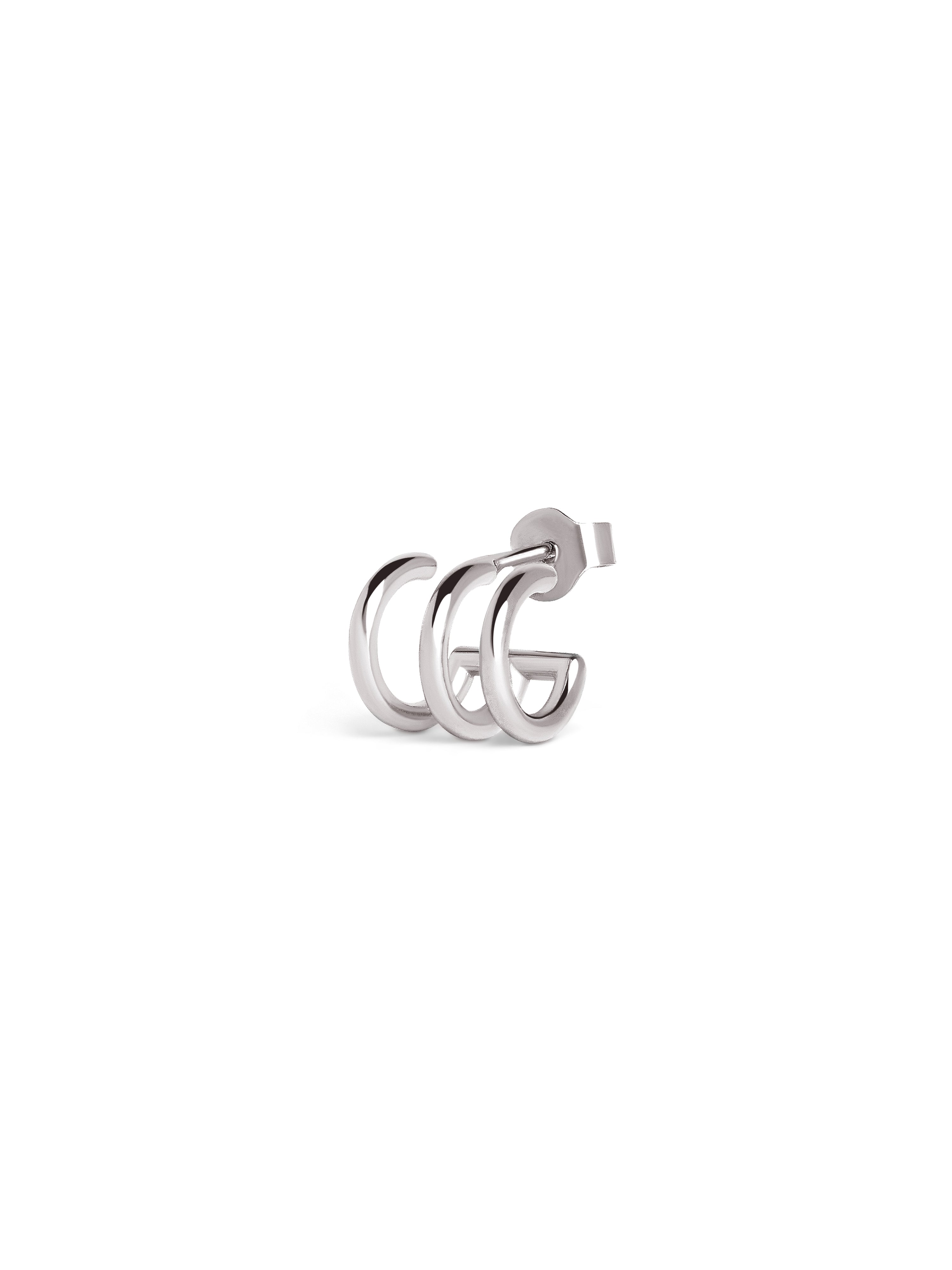 Three Silver Hoop Single earring