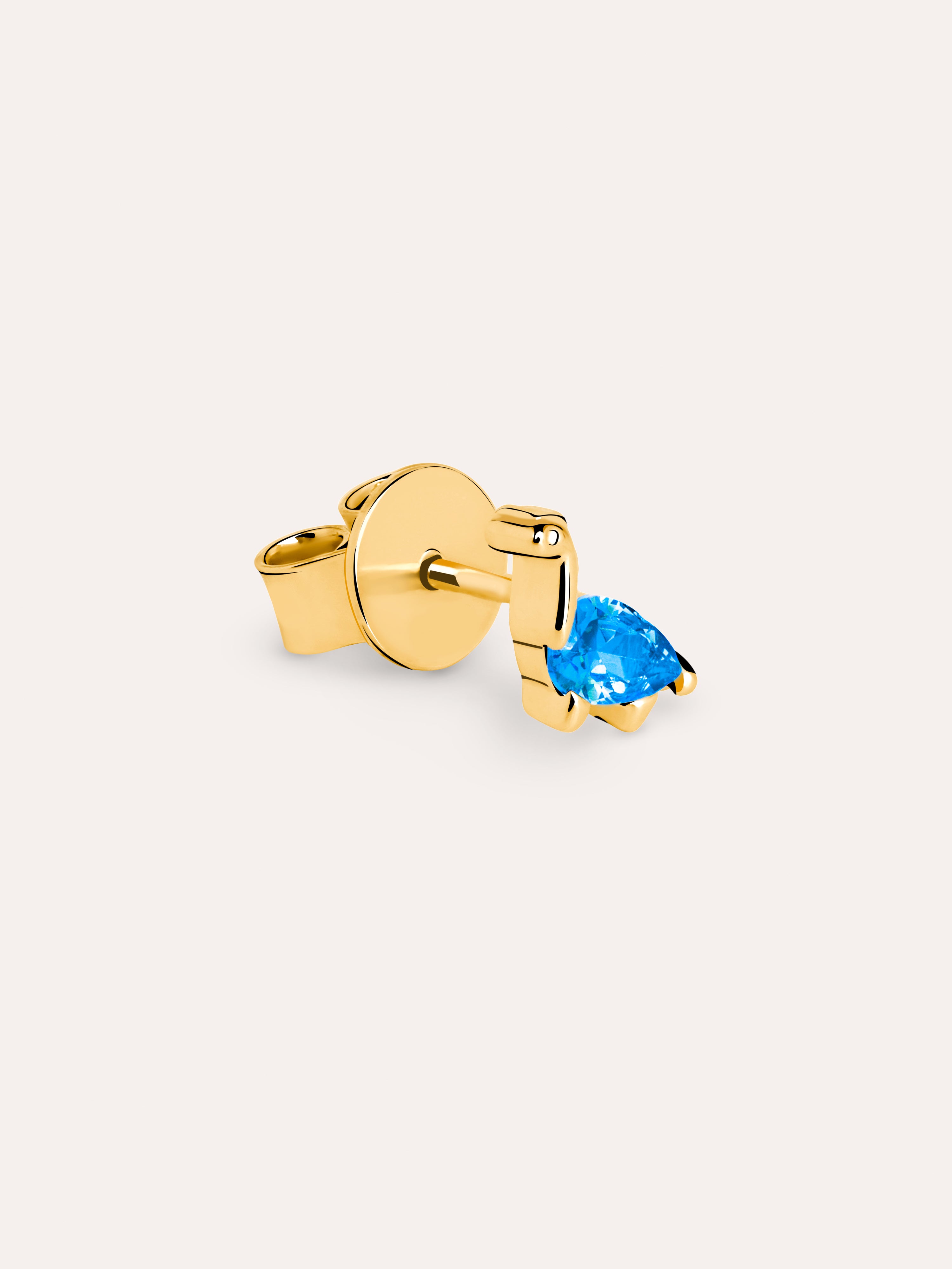 Dino Brontosaurus Sky Gold Single Earring