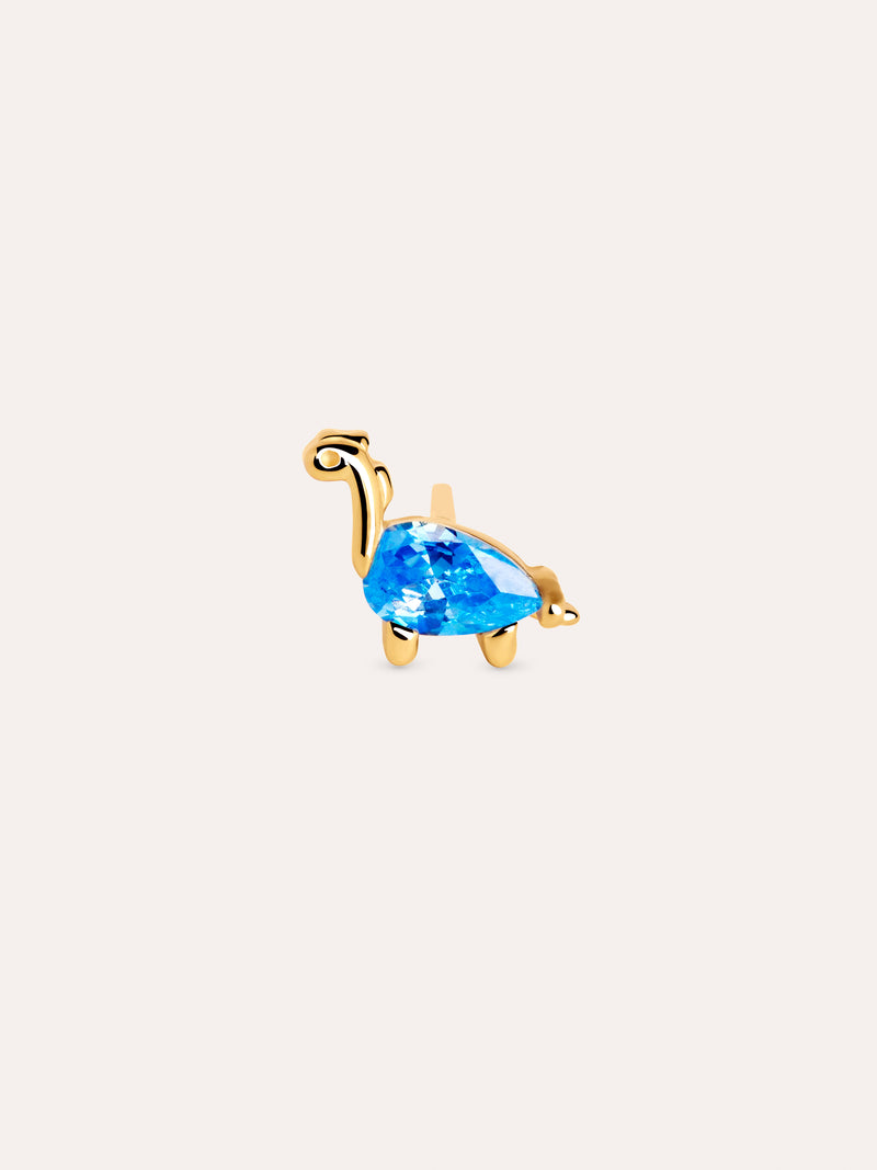 Dino Brontosaurus Sky Einzelner Ohrring Silber, vergoldet
