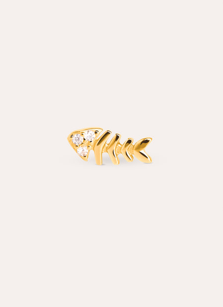 Fishbone Spark Gold Single Earring