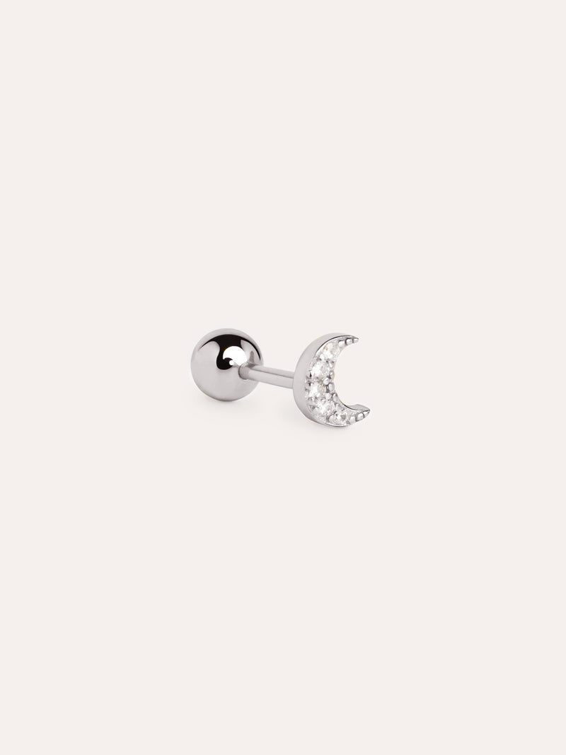 Mini Moon Spark Einzelner Ohrring Silber