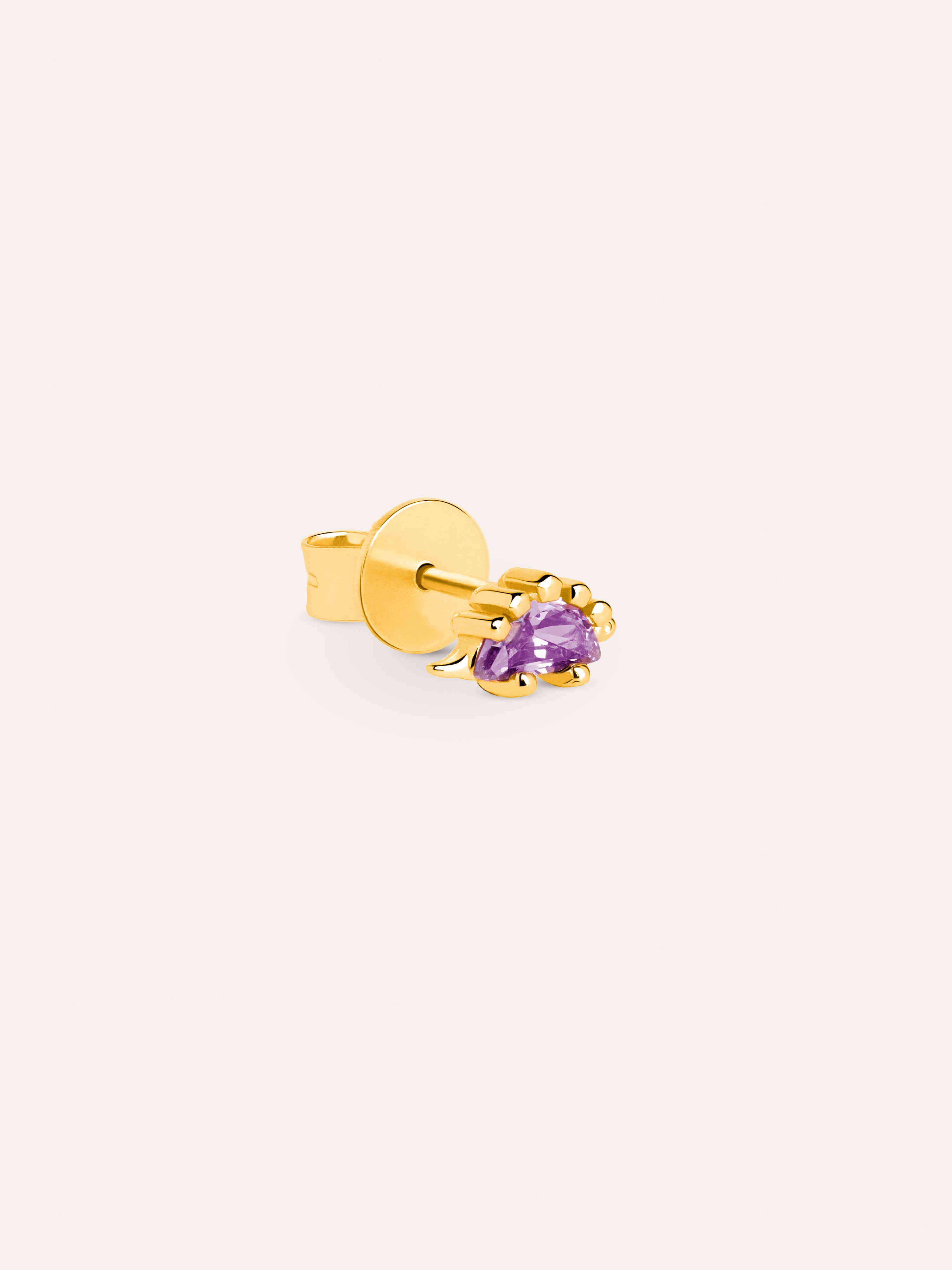 Dino Stegosaurus Lavande Gold Single Earring