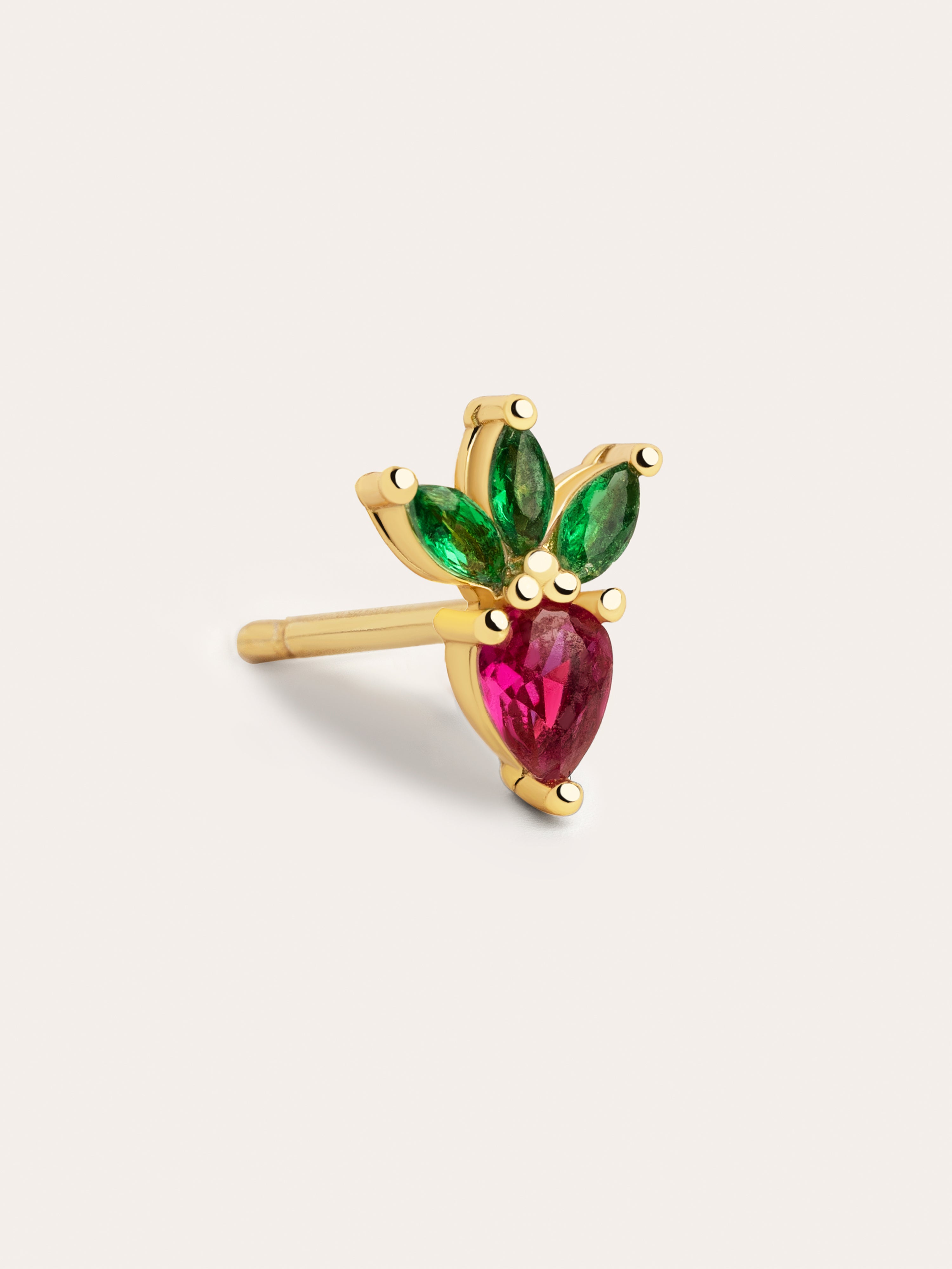 Tropical Strawberry Gold Single Earring